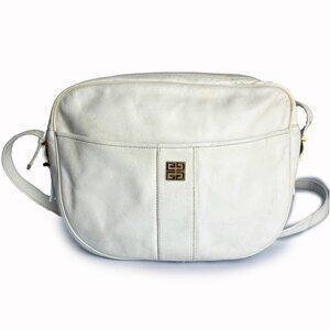 Givenchy Bag White Leather Messenger Shoulder Crossbody Vintage 80s Retro